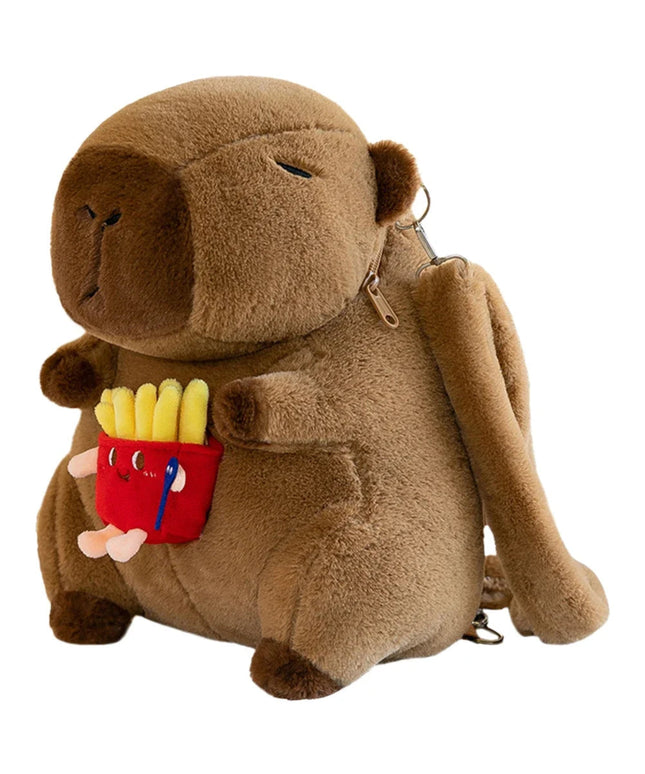 Capybara Plush Backpack for Kids - Cute Cartoon Animal Fur Backpack, School Bag & Shoulder Bag for Boys and Girls
