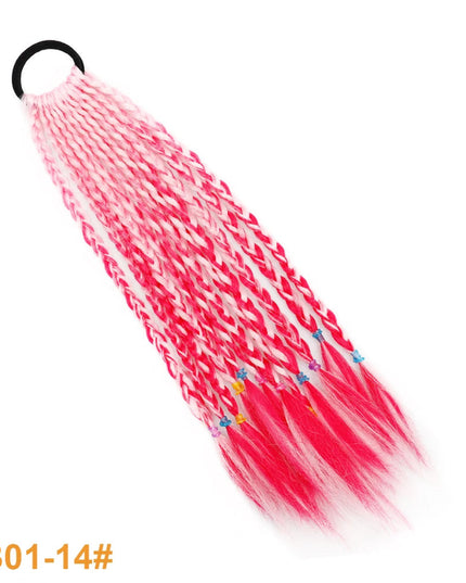 Colorful Braid Synthetic Hair Ponytail Rope Tie Girls Princess Color Tail Wig Children's Styling Baby Accessories