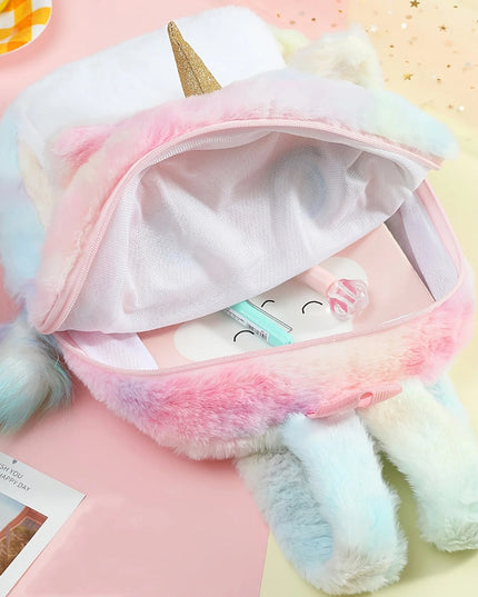 Plush unicorn backpack shoulder bag 2pcs/set cartoon cute shoulder bag Kid fashionable versatile backpack Kid birthday gift
