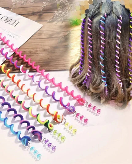6pcs/lot Rainbow Color Cute Girl Curler Hair Braid Hair Styling Tools Hair Roller Braid Maintenance The Princess Hair Accessory