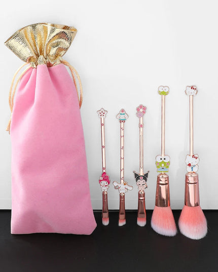 5pcs/set Hello Kitty Makeup Brush Kawaii Kuromi My Melody Cinnamoroll Cartoon Character Cosplay Prop Makeup Brushes Tool