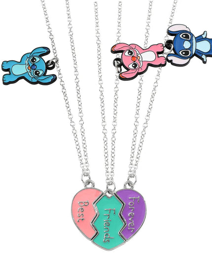 Disney-Stitch Heart Necklace for Couple, Gold and Silver Color, Angel and Stitch, Cute Style , Jewelry Pendant, Gift for Girl, 1