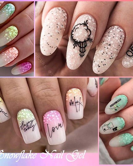7ml Snowflake Gel Nail Polish UV LED Semi Permanent Milky White Pink Glitter Snow Sequins Gel Nails Art Design Varnish Manicure