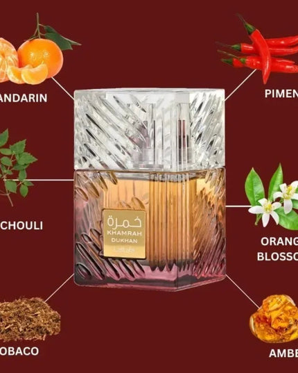 Lattafa Khamrah Dukhan Eau de Parfum Spray 100ml Original Arab Perfumes High Quality Lasting Oriental Perfume Cologne Makeup