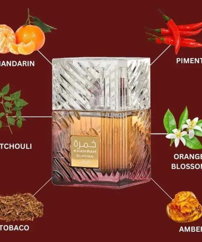 Lattafa Khamrah Dukhan Eau de Parfum Spray 100ml Original Arab Perfumes High Quality Lasting Oriental Perfume Cologne Makeup
