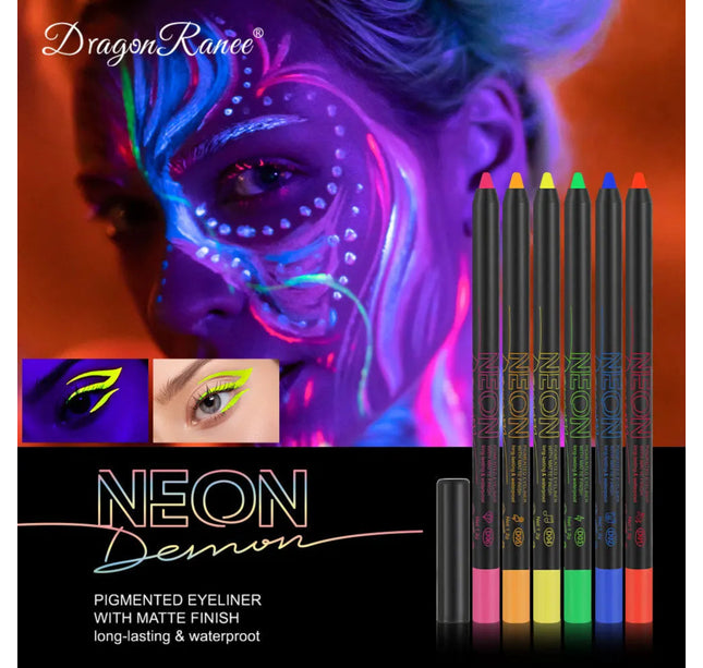 Fluorescence Blue Eyeliner Gel Waterproof Luminous UV Light Neon Eyeliner Pen Yellow Green Pink Color Eye Shadow Cream Make Up