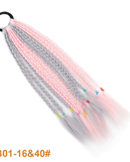 Colorful Braid Synthetic Hair Ponytail Rope Tie Girls Princess Color Tail Wig Children's Styling Baby Accessories