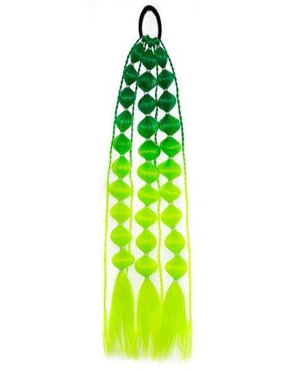 Synthetic 1Pcs Ponytail Extension Corlorful Bubble Braid Long Lantern Braided Ponytail with Hair Tie Straight Hairpieces