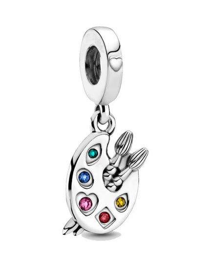 925 Sterling Silver Fashion Palette Paintbrush Art Charms Beads Suitable for Brand Original Bracelet DIY Fine Jewelry Gift