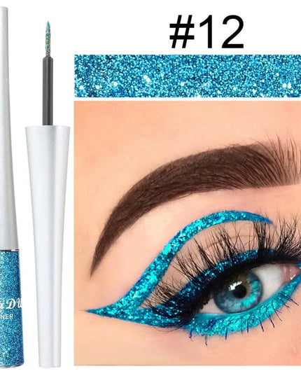 Glitter Liquid Eyeliner Pen Pearlescent Sequins Diamond Bright Shining Eyeliner Waterproof Lasting Eyeshadow Women Cosmetics 1pc