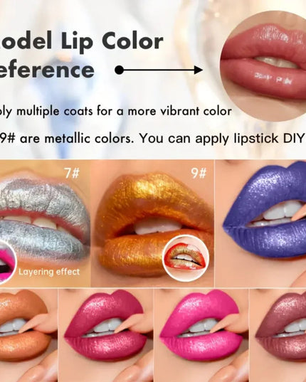 10-Shade Diamond Shine Lip Gloss High Pigment, Non Stick Cup SmudgeProof Long-Lasting for All Skin Types Glitter Liquid Lipstick