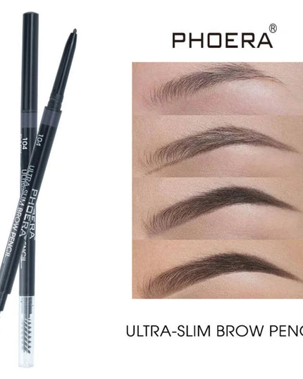 PHOERA 5-Colors Double-headed Eyebrow Pencil Automatic Rotation Ultra-fine Eyebrow Pencil Waterproof Makeup Free Eye Cosmetics