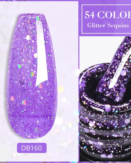 7ml Snowflake Gel Nail Polish UV LED Semi Permanent Milky White Pink Glitter Snow Sequins Gel Nails Art Design Varnish Manicure