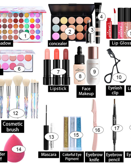POPFEEL All In One Makeup Kit  for Women Full Kit Set, All in One Makeup Sets Include Eyebrow Eyeliner Eyeshadow