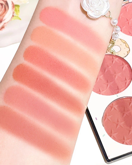 Six-color blush plate girl's heart waterproof matte pearl multi-color nude makeup natural grooming students