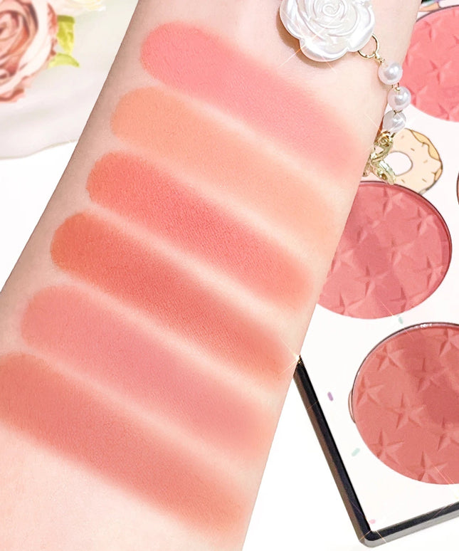 Six-color blush plate girl's heart waterproof matte pearl multi-color nude makeup natural grooming students