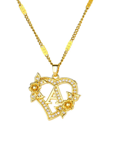 Heart Initial Letter Necklaces For Women Gold Color Stainless Steel Chain A-Z Alphabet Pendant Necklace Birthday Jewelry Gift