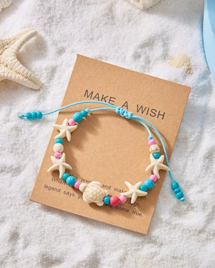 Colorful Starfish Pendant Rice Beads Beaded Anklet for Women Summer Fashion Multi-layer Bracelet Anklet Bohemian Leg Jewelry