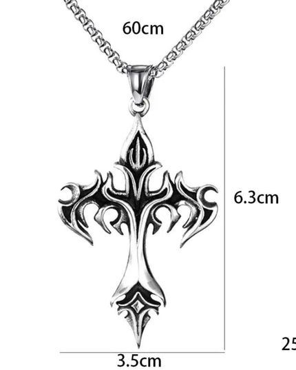 Hip Hop Fashion Jewelry Unique Design Stainless Steel Flame Cross Pendant Necklace Goth Necklaces Gift for Women Men