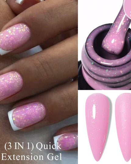 MEET ACROSS 7ml Quick Extension Gel Nail Polish Glitter Pink Gold Purple Milky White UV Gel Finger Prolong Varnish For Nails