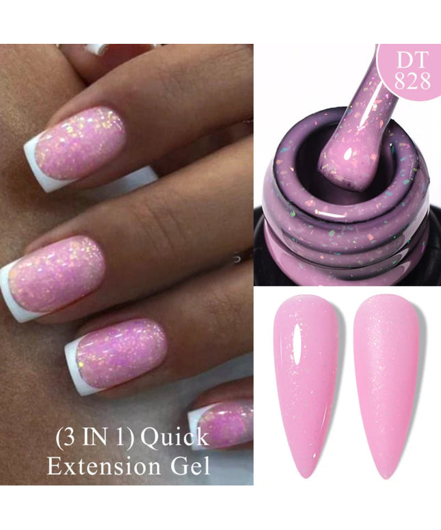 MEET ACROSS 7ml Quick Extension Gel Nail Polish Glitter Pink Gold Purple Milky White UV Gel Finger Prolong Varnish For Nails