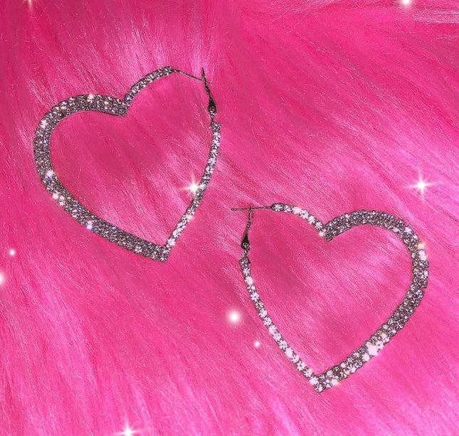 Y2k Accessories Shiny Peach Heart Hoop Earrings Korean Fashion Crystal Love Earrings for Women Punk Aesthetic 2000s Jewelry