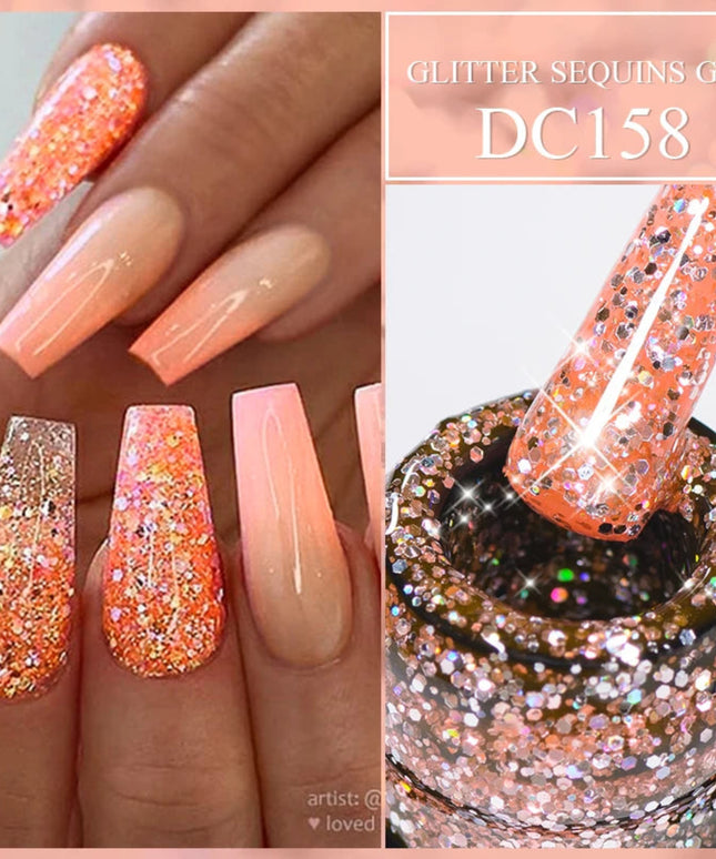 Mtssii 7ml Snowflake Gel Nail Polish Neon Fluorescent Gel Semi Permanent Pink White Snow Sequins Nails Art Design Varnish UV LED