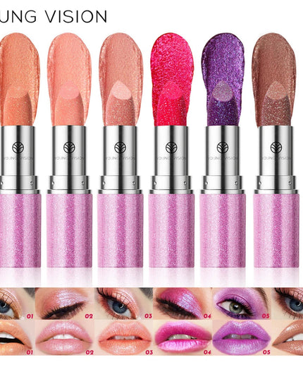 YOUNG VISION 6 pearlized shimmer lipsticks and eyeshadows with long-lasting, fade-resistant, warm-change lipsticks.