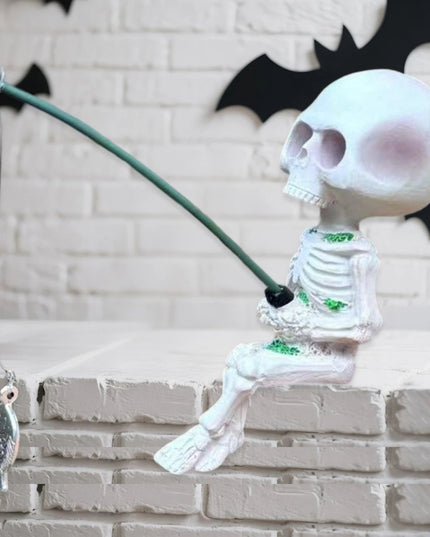 Spooky Halloween Skeleton Figurines with Fish Design - Perfect Halloween Decor for Your Home or Office Desk