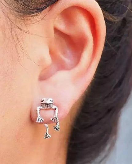 Vintage Silber Frosch Ohrringe für Frauen 2021 trendige klassische ethnische Stil Temperament alte Ohrringe Halskette