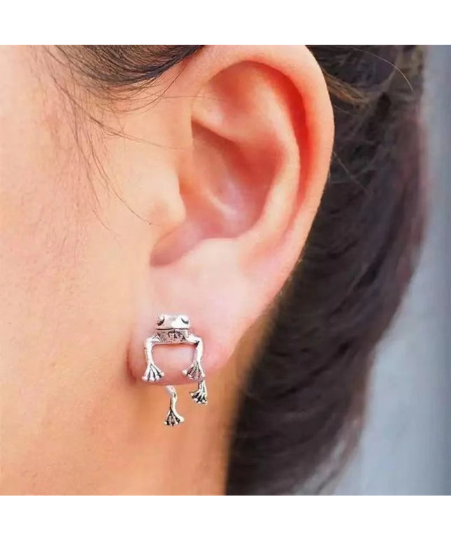 Vintage Silber Frosch Ohrringe für Frauen 2021 trendige klassische ethnische Stil Temperament alte Ohrringe Halskette