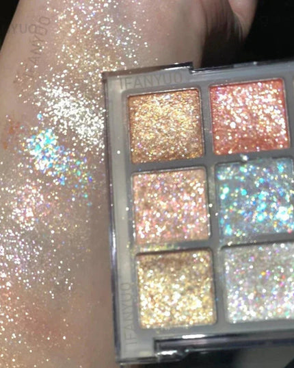 9Colors Glitter Eyeshadow Palette Earth Color Pearlescent Eye Shadow Shimmer Highlights Sparkling Sequin Blue Purple Eyes Makeup