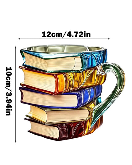 Painted Book Mug Resinz Novelty 3d Painted Books Coffee Mug Unique Colorful Resin Books Stack Coffee Cup Collection Gifts