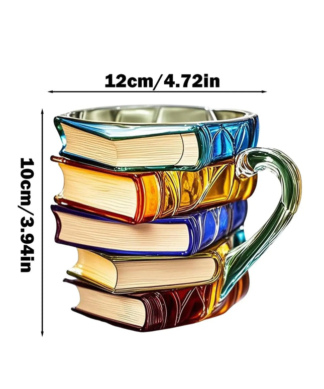 Painted Book Mug Resinz Novelty 3d Painted Books Coffee Mug Unique Colorful Resin Books Stack Coffee Cup Collection Gifts