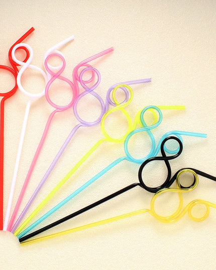 Creative PET Cartoon Animal Mouse Shape Straws Plastic Colourful Reusable Straws for Birthday Party, Wedding Christmas Decoratio