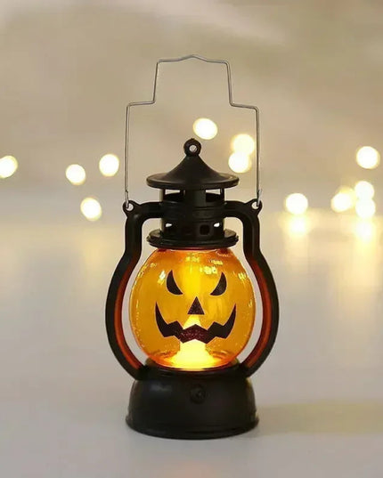 Mystical Halloween LED Lanterns Witch Castle Ghost Pumpkin Decor with Dangling Candle Lights Perfect Gift