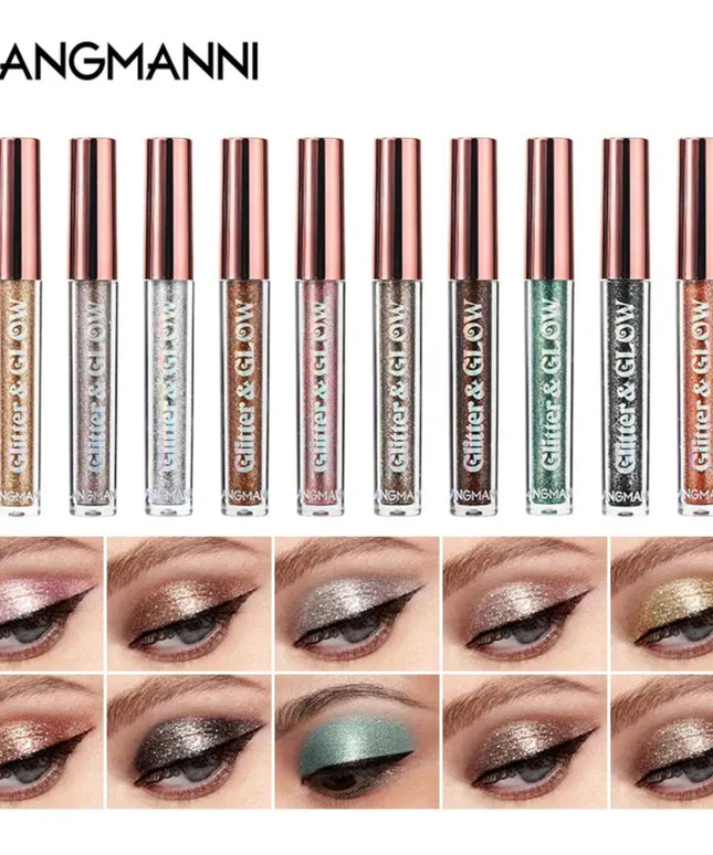 Set of 10 Sparkling Diamond Liquid Eyeshadows for a Glamorous Look