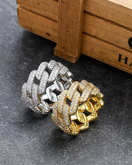 1pc S925 Sterling Silver with 5.4CT Moissanite American Street Hip Hop Cuban Ring, Unisex, Gemstone Jewelry | Gifts for Mother |