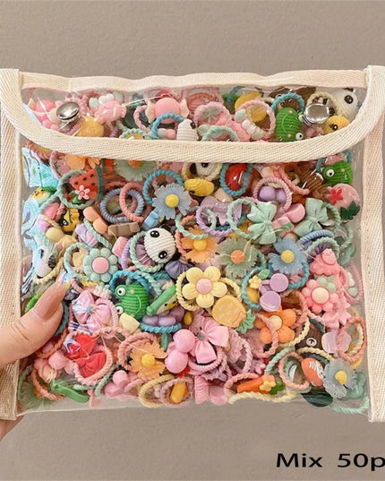40/50/60Pcs/Lot Children Kids Hair Accessories Cartoon Elastic Hair Bands Baby Head Rope Small Animal Cute Girls Headdress