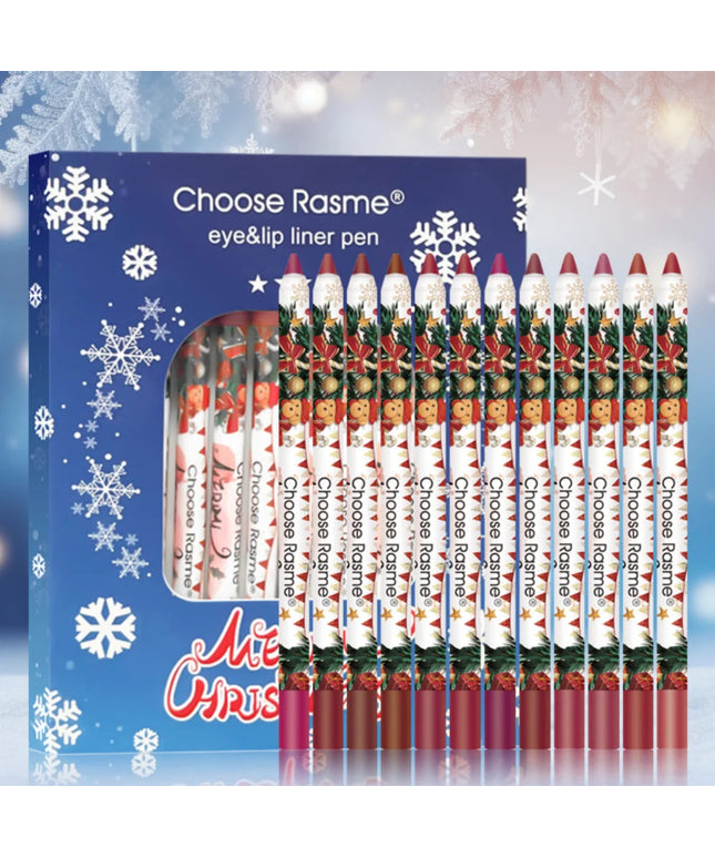 12 Pcs Matte lipliner Christmas Set Lipstick Pen for Women Makeup Hold lipliner Set Christmas Day Cosmetics