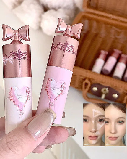 White Pink Liquid Brightening Concealer Matte Face Highlight Stick Cover Acne Spot Dark Circles Moisturizing Concealer Makeup