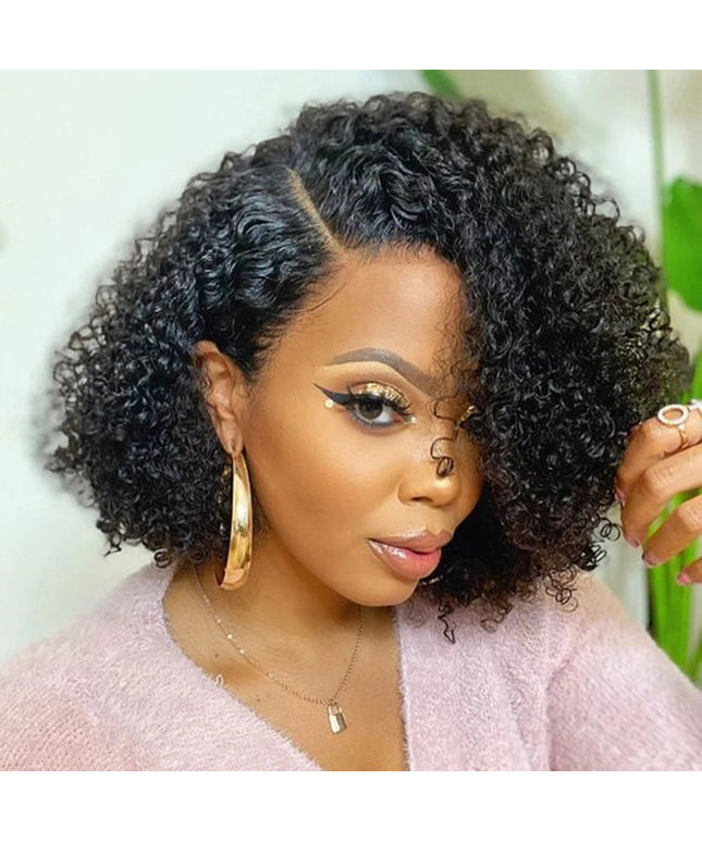 Kinky Curly Bob Cheap Wig Lace Frontal Human Hair Wigs 100% Brazilian Glueless Short Water Curly ForWomen 180Density Wear And Go
