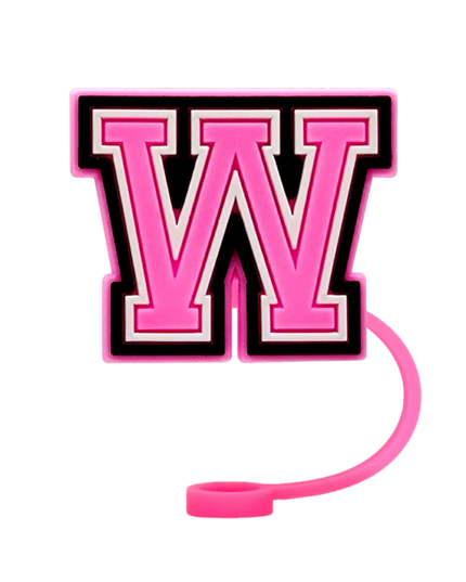 10mm Pink Letter Straw Cover Caps 1PCS Accessories For Cups,Soft Silicone Alphabet Straw Topper Drinkware,Dustproof Straw Caps