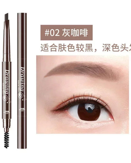 DNM Double-Heads Triangular Eyebrow Pencil 7-Color Option with Brush Natural Look Easy Coloring And Drawing for Eyebrows