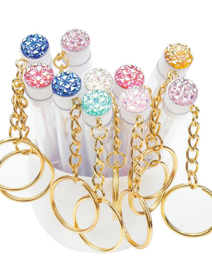 10 Pcs Tube Eyelash Brush With Gold Keychain Glitter Mascara Wand For Women Lash Extension Micro Comb Container Makeup Tools