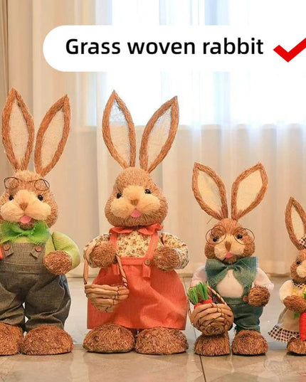 Cute 35cm Straw Rabbit Woven Rabbit Garden Statue Rabbit Handicraft Home Decor – New Year And Easter Decorations Ornament 2026