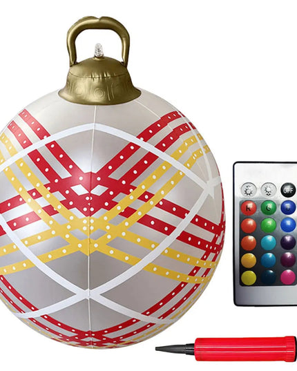 24 Inch Inflatable Christmas Balls New Years Christmas Ornaments with Lights PVC Giant Inflatable Christmas Balls Holiday Decor