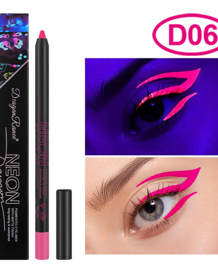 Fluorescence Blue Eyeliner Gel Waterproof Luminous UV Light Neon Eyeliner Pen Yellow Green Pink Color Eye Shadow Cream Make Up
