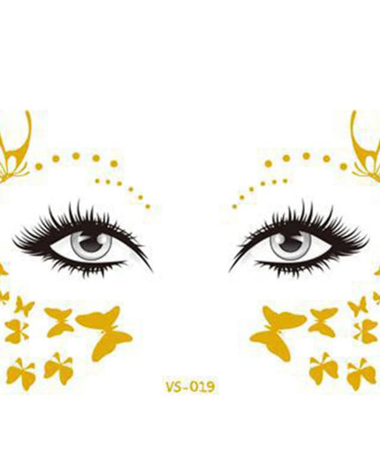 Glitter Stickers Face Tattoo Flash Gold Temporary Metalic Tattoos Waterproof Makeup Decals for Girls Party Music Festival