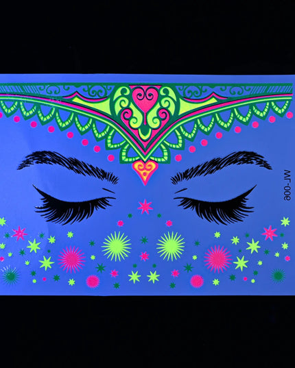 1pc Fluorescent Face Sticker Butterfly Fake Body Tattoo Waterproof Sticker Masquerade Neon Music Festival Party Makeup Glitter